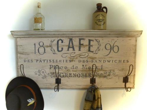 Brocante gesleten kapstok/landelijk/handbeschilderd/cafe, Huis en Inrichting, Woonaccessoires | Kapstokken, Zo goed als nieuw