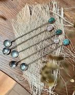 5 Verzilverde Lepels met Edelstenen, Antiek en Kunst, Antiek | Bestek, Ophalen of Verzenden