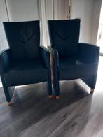 Bank en leren stoeltjes blauw, Huis en Inrichting, Stoelen, Ophalen, Gebruikt, Twee, Blauw