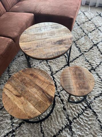 Salontafel set van 3 - Mango hout - Industrieel beschikbaar voor biedingen