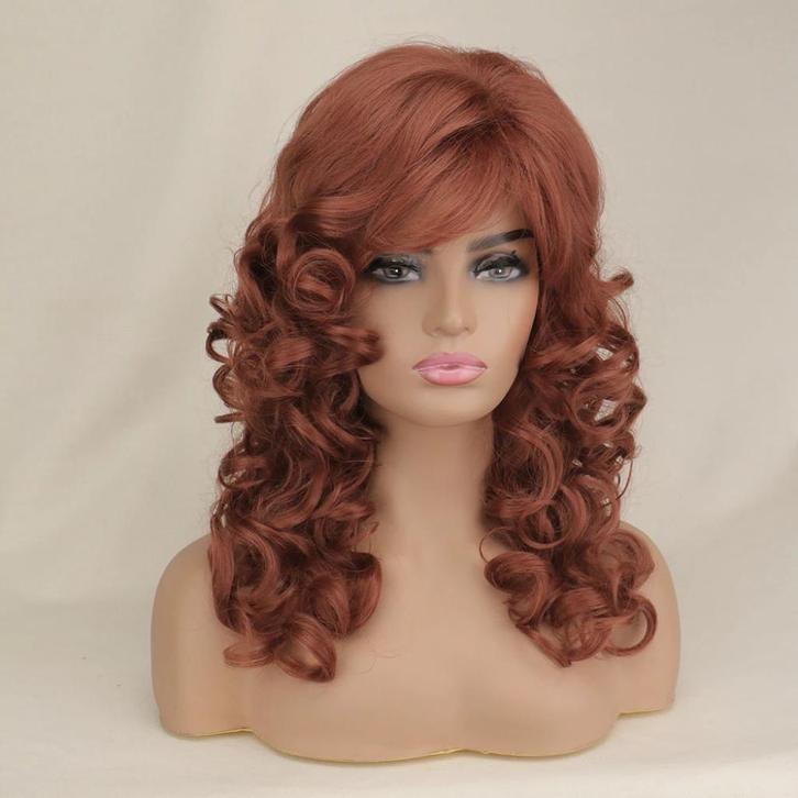 Rood Bruine Golvende Krullen Pruik Haar Bruin Dames Vrouwen, Sieraden, Tassen en Uiterlijk, Uiterlijk | Haarverzorging, Nieuw