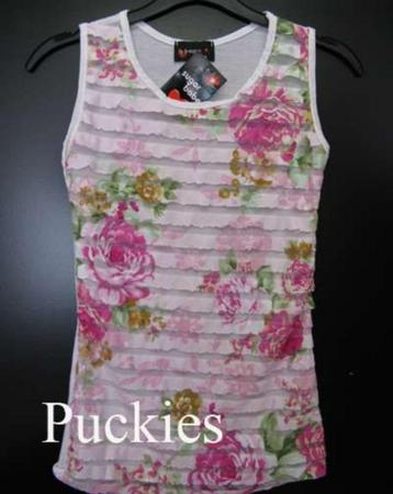 *SALE* Roze Gebloemde top Sugar Babe maat 146/152 *NieuW*  beschikbaar voor biedingen