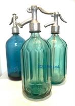 Oude spuitflessen partij, groen blauw glas  gasoaze APA, Antiek en Kunst, Curiosa en Brocante, Ophalen of Verzenden