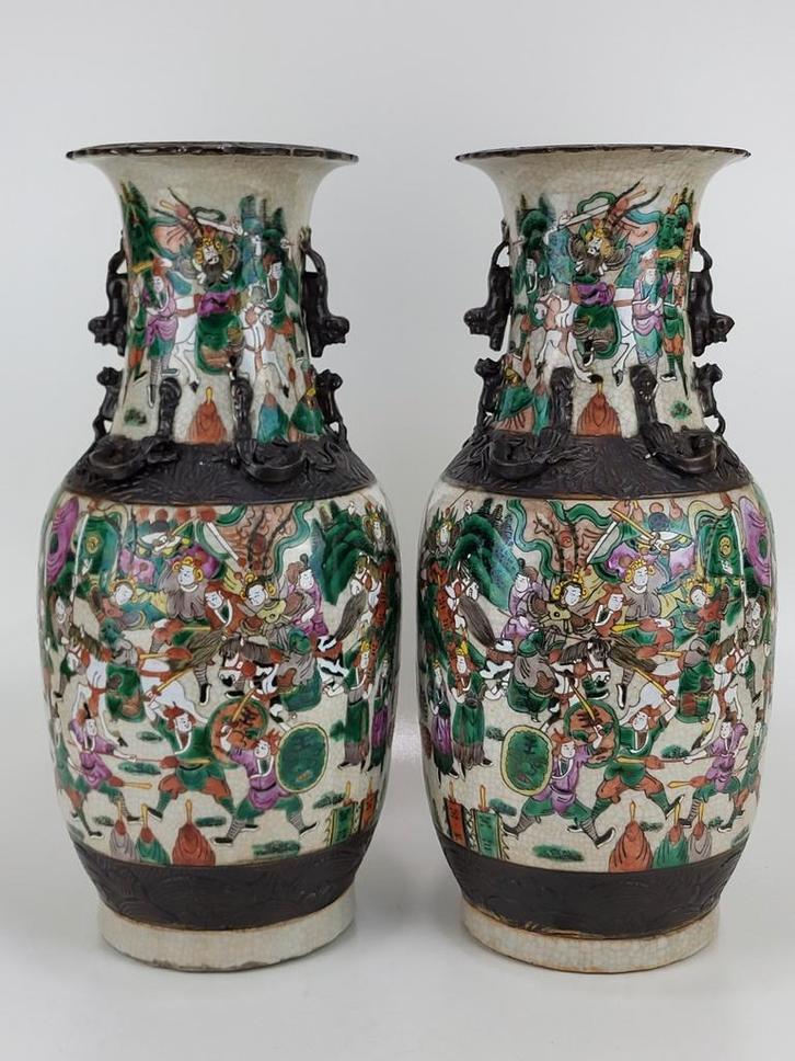 Antieke en grote Chinese Fencai (echte)koppel vazen, Antiek en Kunst, Kunst | Niet-Westerse kunst, Ophalen of Verzenden