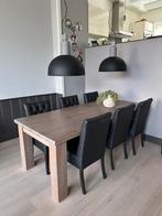 Massief eiken eethoek met 6 luxe stoelen (220x100x77), Huis en Inrichting, Complete eetkamers, Ophalen, Zo goed als nieuw, Landelijk