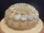 Mooie Ronde Vintage Glazen Plafrondlamp - in goede staat, Ophalen, Gebruikt, Glas, Vintage = klassiek