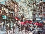 Schilderij Parijs Sacré Coeur Place du Tertre Attilio, Antiek en Kunst, Kunst | Schilderijen | Klassiek, Ophalen of Verzenden