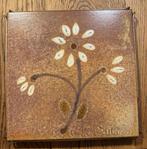 Vintage keramische onderzetter / tegel in metalen frame, Ophalen of Verzenden, Gebruikt, Pot of Pan