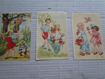 12 ansichtkaarten kinderen jaren 60 en vroeger beschikbaar voor biedingen