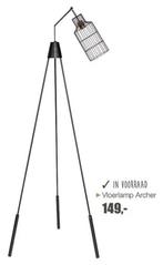 Vloerlamp Archer metaal messing van Goossens, Huis en Inrichting, Lampen | Vloerlampen, Ophalen, Zo goed als nieuw, Metaal, 150 tot 200 cm
