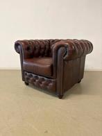 Nette Engelse Chesterfield fauteuil in rundleder, Huis en Inrichting, Fauteuils, Ophalen, Gebruikt, Chesterfield / Engels, 100 tot 125 cm