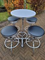 Bel Air 4 Amerikaanse barkrukken + bartafel sixties fifties, Huis en Inrichting, Barkrukken, Ophalen, 60 tot 90 cm, Met voetsteun