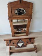 Vintage  halset, geslepen spiegel met kapstok en hoedenplank, Ophalen, Rechthoekig, 50 tot 100 cm, 100 tot 150 cm