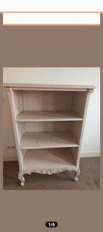 Antieke boekenkast, crème/goud, massief eiken, Met plank(en), 100 tot 150 cm, Eikenhout, 50 tot 100 cm