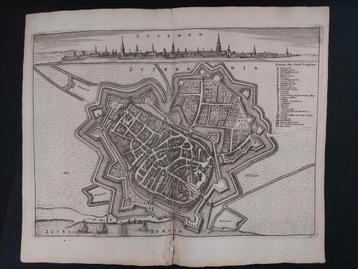 20 / Plattegrond van Zutphen Gravure uit 1657 J. Janssonius beschikbaar voor biedingen