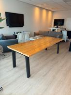 Nette gelakte custom tafel + metalen onderstel L250xB100xH80, Huis en Inrichting, Tafels | Eettafels, Ophalen, Gebruikt, 100 tot 150 cm