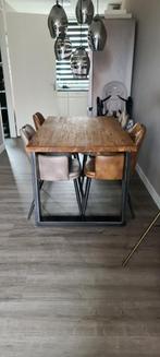 Teak houten eettafel + 4 eetkamer stoelen, Huis en Inrichting, Tafels | Sidetables, Rechthoekig, 50 tot 75 cm, Zo goed als nieuw