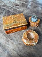 Italiaanse Albasten Set - Doosje, Aanstekerhouder, Asbak, Ophalen of Verzenden, Gebruikt