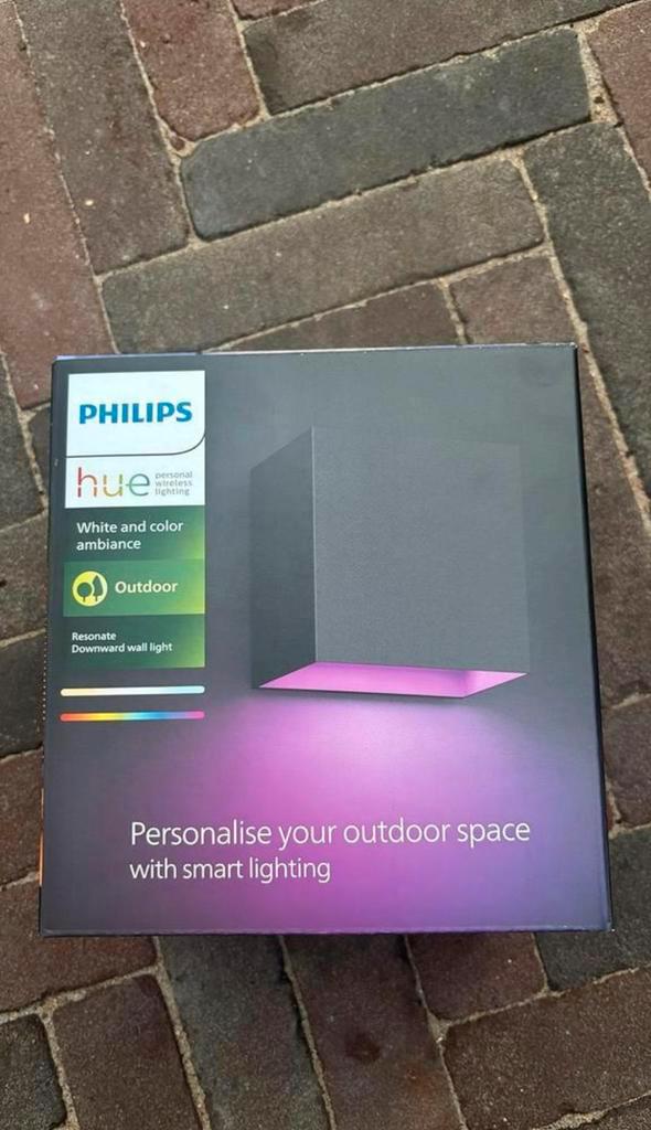 Philips Hue Resonate Down - Nieuw in doos seal niet gebroken, Tuin en Terras, Buitenverlichting, Nieuw, Wandlamp, Aluminium, Minder dan 50 watt