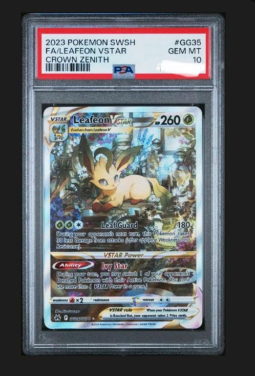 PSA 10 GEM MINT Leafeon Vstar GG35, Hobby en Vrije tijd, Verzamelkaartspellen | Pokémon, Zo goed als nieuw, Losse kaart, Ophalen