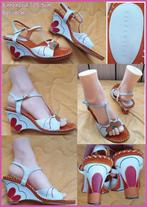 HISPANITAS wit-oranje leren sandalen maat 39 zgan, Wit, Zo goed als nieuw, HISPANITAS, Sandalen of Muiltjes