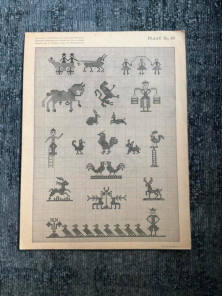Borduurpatroon Volkskunst - Grootmoeders Handwerk Plaat 23, Antiek en Kunst, Antiek | Kleden en Textiel, Ophalen of Verzenden