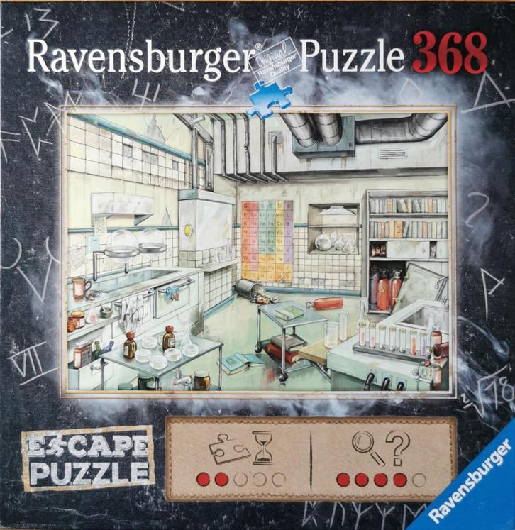 Ravensburger – Escape Puzzle – Laboratorium – 368 stukjes, Hobby en Vrije tijd, Denksport en Puzzels, Zo goed als nieuw, Legpuzzel