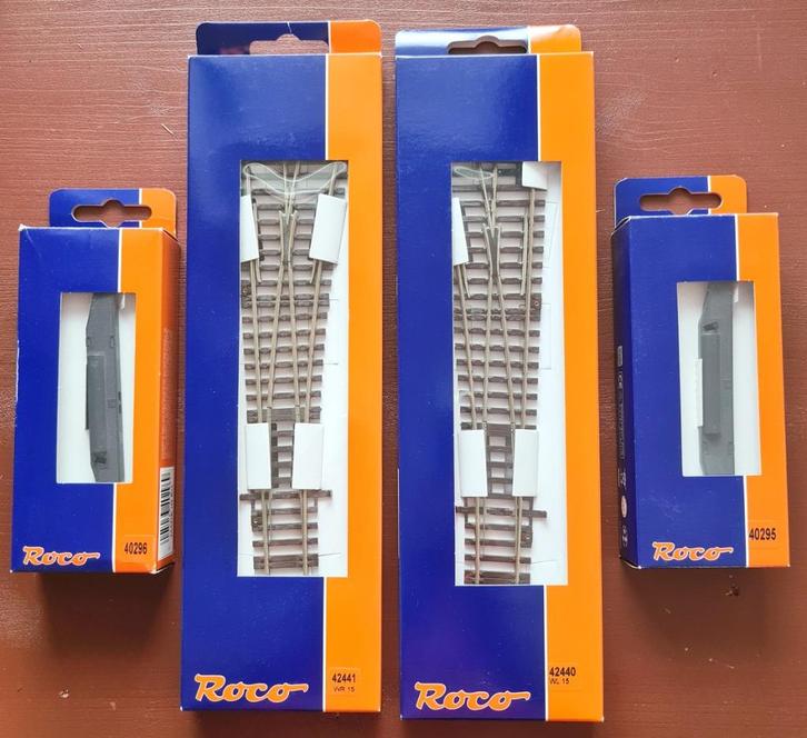 Rocoline 15 graden elektrisch wisselpaar zonder bedding, Hobby en Vrije tijd, Modeltreinen | H0, Gebruikt, Rails, Gelijkstroom