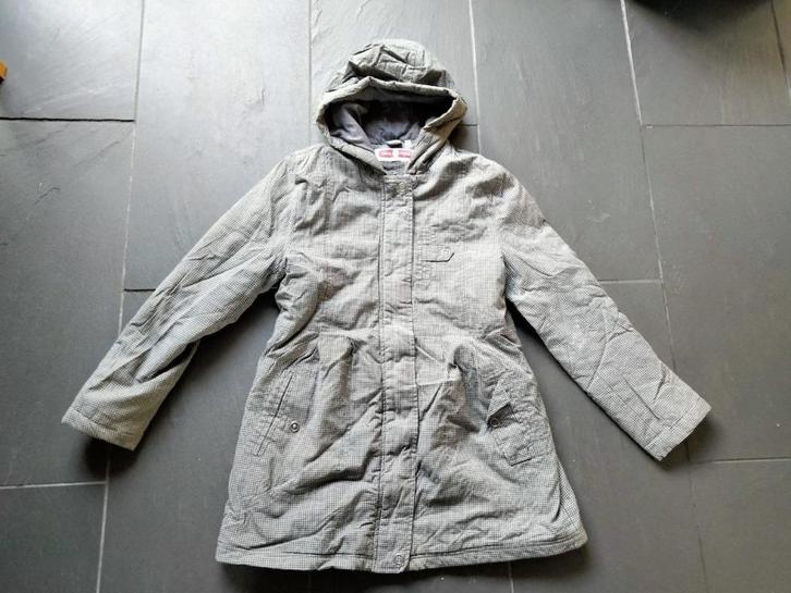 NETTE zwart grijs geruiten winterjas met cap. C&A, Kinderen en Baby's, Kinderkleding | Maat 152, Zo goed als nieuw, Meisje, Jas