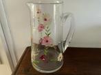 Waterkan mooi gedecoreerd met bloemen, Antiek en Kunst, Antiek | Glas en Kristal, Ophalen of Verzenden