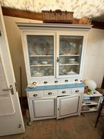 Landelijke witte buffetkast / vitrinekast servieskast, Huis en Inrichting, Kasten | Buffetkasten, Ophalen
