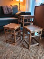 Bamboe Bijzettafels - Set van 3, Minder dan 55 cm, Gebruikt, Hout, Ophalen