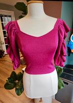 Zara top met glitter, Fuchsia maat M., Ophalen, Zara, Zo goed als nieuw, Lange mouw