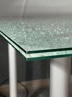 Tafel met glazen craquelé tafelblad, Ophalen, 100 tot 150 cm, 75 cm of meer, Rechthoekig