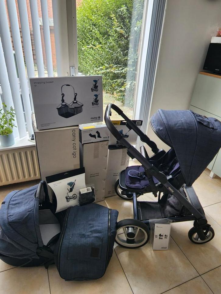 Overcomplete Mutsy Igo Kinderwagen, Kinderen en Baby's, Kinderwagens en Combinaties, Zo goed als nieuw, Mutsy, Met reiswieg, Verstelbare duwstang
