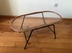 Vintage jaren ’60 rotan tafeltje met metalen onderstel, Verzamelen, Retro, Ophalen, Huis en Inrichting