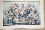 BLOEMEN AFBEELDING VAN CORALINE - WITTE LIJST ,PASSE PARTOUT, Ophalen, Zo goed als nieuw, 50 tot 75 cm, Schilderij