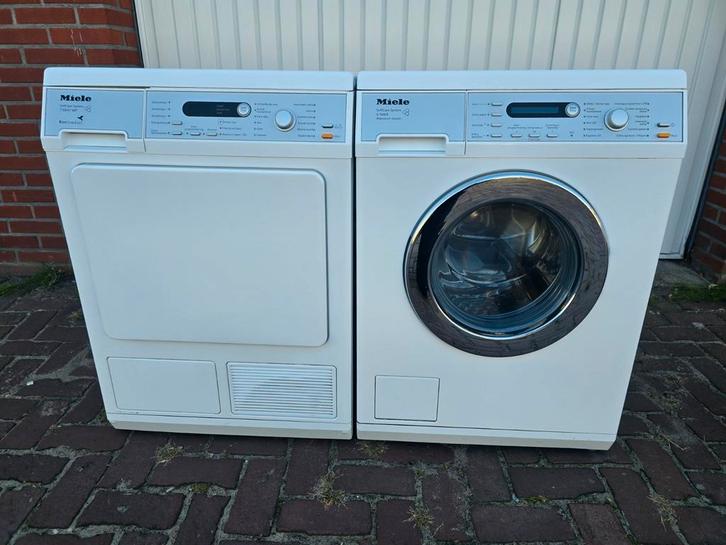 Miele Wasmachine & Droger Set  8 kilo A++, Witgoed en Apparatuur, Wasdrogers, Zo goed als nieuw, Voorlader, 6 tot 8 kg, 85 tot 90 cm