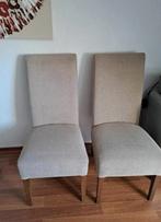 2 Beige Eetkamerstoelen met Hoge Leuning, Huis en Inrichting, Stoelen, Ophalen, Hout, Gebruikt, Twee