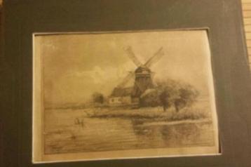 ets molen gesigneerd Henri Koetsier,1888-1952. beschikbaar voor biedingen