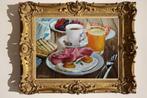 "Gebakken eieren met ham en koffie" Schilderij, Verzenden