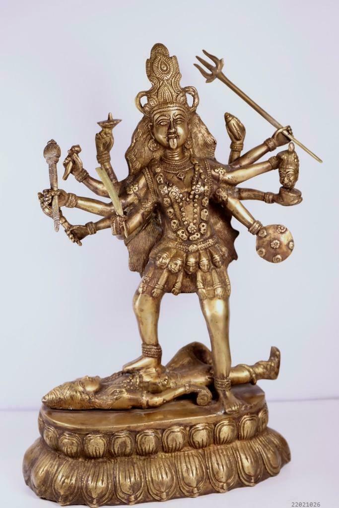 Groot beeld van de Godin Kali in brons, Huis en Inrichting, Woonaccessoires | Boeddhabeelden, Zo goed als nieuw, Ophalen of Verzenden