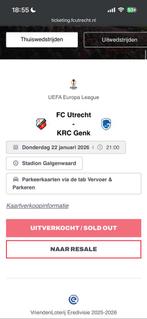 Tickets Europa League FC Utrecht - KRC Genk 22 jan 21:00, Tickets en Kaartjes, Losse kaart, Twee personen, Januari, Europa of Champions League