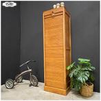 Vintage eikenhouten roldeurkast Kast archiefkast, Ophalen, Minder dan 50 cm, 100 tot 150 cm, Vintage Officestijl