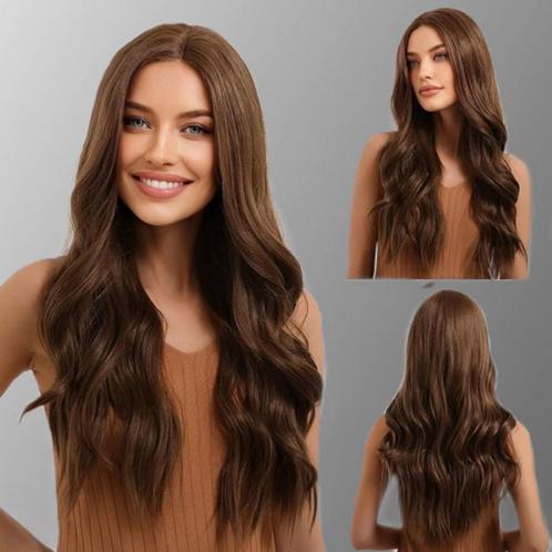 Lace pruik lang bruin haar met slagen zonder pony model Gaby, Sieraden, Tassen en Uiterlijk, Uiterlijk | Haarverzorging, Nieuw