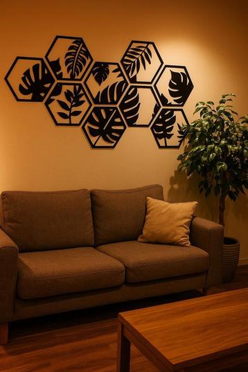 Wanddecoratie Hexagon bladmotief, muurdecoratie beschikbaar voor biedingen