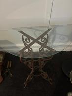 Haltafel met glazen blad, Huis en Inrichting, Tafels | Sidetables, Ophalen of Verzenden, Rond, 50 tot 100 cm