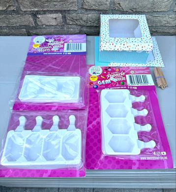 3 sets cake popsicles / ijsvormen (unicorn, gem, diamant) beschikbaar voor biedingen