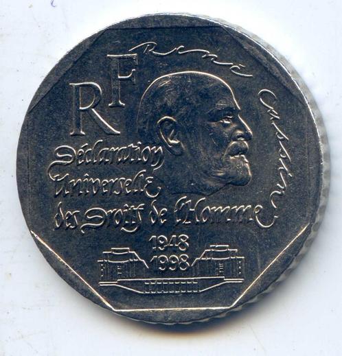 Frankrijk 2 Francs 1998 50ste Verj. Rechten van de Mens, Postzegels en Munten, Munten | Europa | Niet-Euromunten, Frankrijk, Verzenden