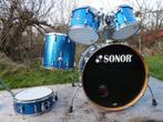 Sonor Force 3007shellset 22/12/13/16 snare 14x5 Blue Sparkle, Muziek en Instrumenten, Drumstellen en Slagwerk, Ophalen, Gebruikt